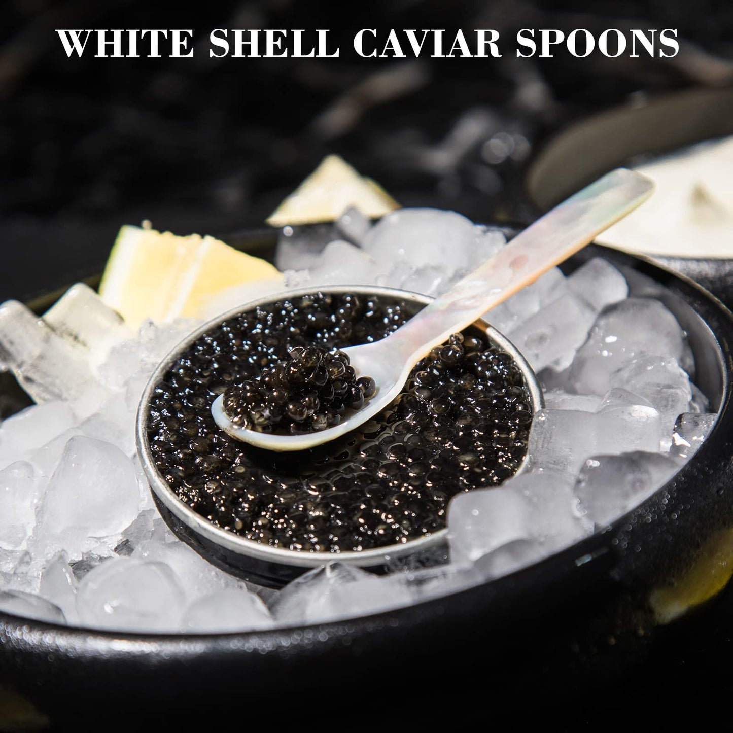 Caviar Spoons Mother of Pearl Mop Spoons with Hand Craft W Round Handle for Caviar, Egg, Ice Cream, Salt, Coffee Serving, Restaurant Serving Set(24 Pieces,2.75 Inch)