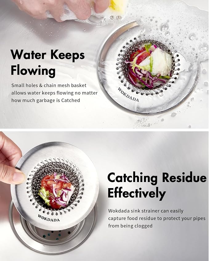 Revolutionary Kitchen Sink Drain Strainer/Patented Reversible Chain Mesh