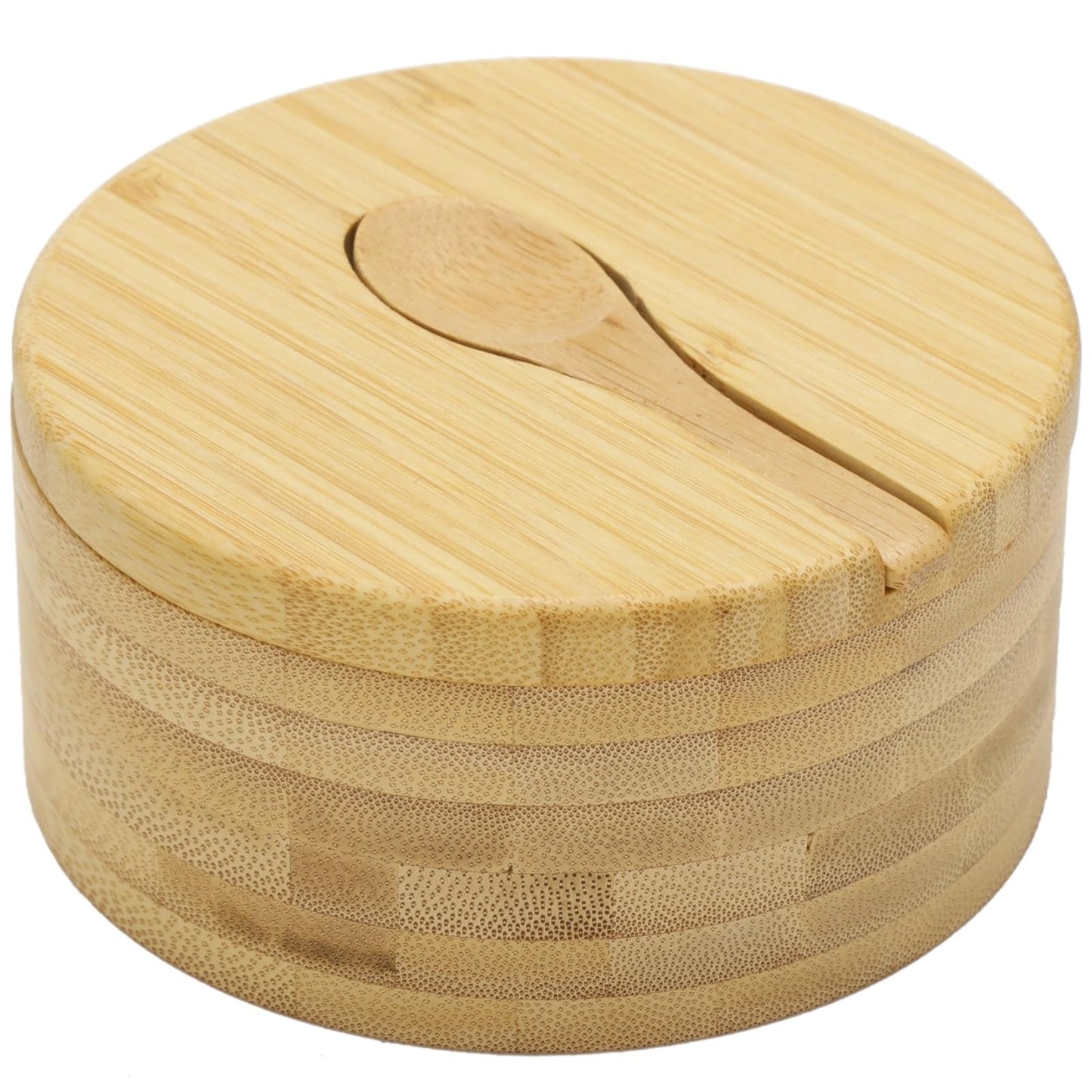 3 Compartment Wood Spice Jar, Salt and Pepper Holder with Rotating Lid & Spoon, Dustproof Condiment Container for Kitchen Countertop, Versatile Spice Cellar for Home Cooking, Picnic, BBQ, Restaurant