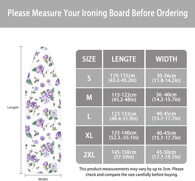 Floral Ironing Board Cover, Iron Board Cover Standard Size, Ironing Board Cover
