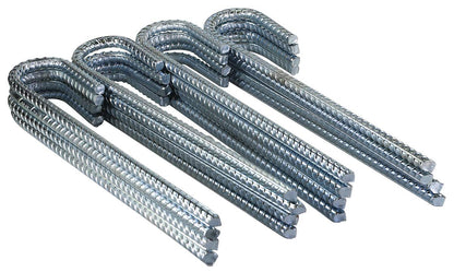Pinnacle Mercantile 100 Pack Anti Rust Rebar Stakes J Hook Heavy Duty Galvanized Steel Ground Anchors 12 inch Long 3/8 inch Round Chisel Point End Made USA
