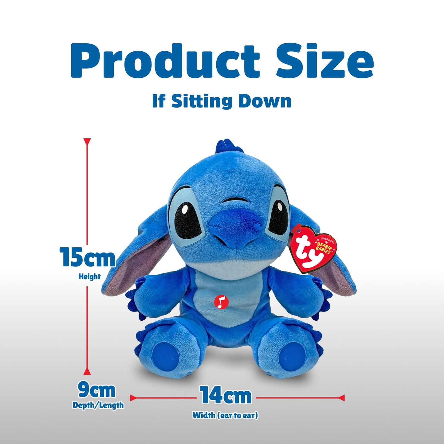 TY Stitch Beanie Babies 15CM – As Seen in the Movie, Soft Plush Toy with Sound, Collectible and Cuddly Plushies for Kids