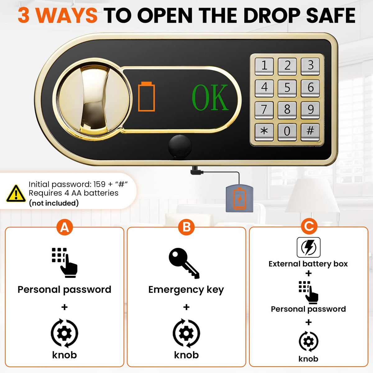 7.5 Cuft Large Commercial Drop Safe for Business, Anti-theft Depository Safe Box with Drop Slot, Digital Keypad, Spare Key and Removable Shelf, Heavy-duty Cash Drop Box Safe for Bars Office Retail