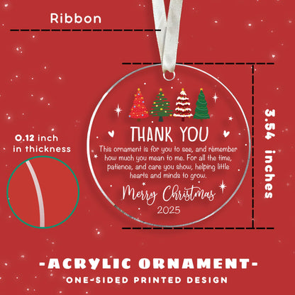 TUMSHANIP Teacher Ornament - Teacher Christmas Ornaments - Teachers Gifts for Women - Teachers Daycare Provider Christmas Ornaments 2025 - Teaching Gifts for Tree - Acrylic Ornament 2025
