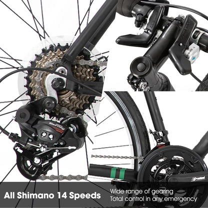 HH HILAND 700c Road Bike 14 Speed, Aluminum Frame Racing Bike, City Commuter Bicycle for Men Women