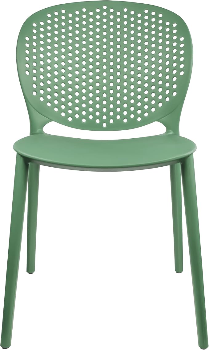 2xhome Set of 3 Patio Dining Chairs | Modern Stackable Outdoor Pool Side Chair | Weather Resistant Plastic for Yard, Porch, Balcony, Kitchen, Green