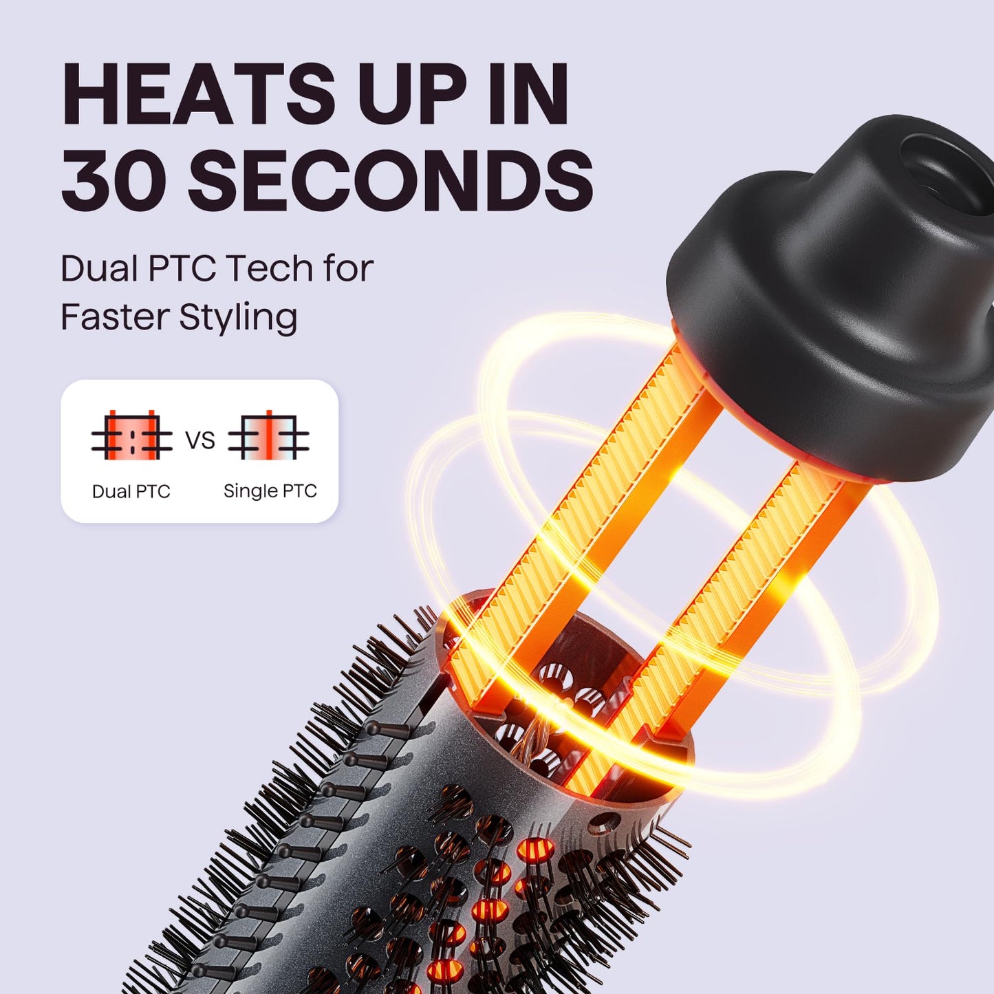 Wavytalk Thermal Brush, 1 1/2 inch Heated Round Brush with Detachable Head, Velvet Pouch and Dual Voltage for Travel, Easy to Create Blowout Look, Rose Gold