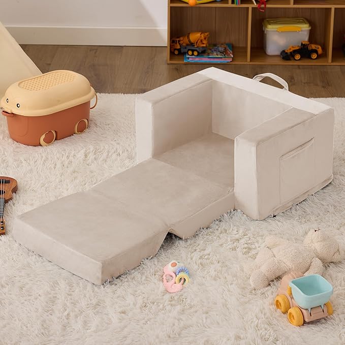 Kids Couch, 2-in-1 Toddler Chair Comfy 1-3 Years, Convertible Kids Chair