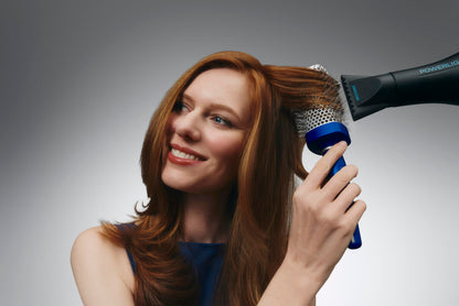 Bio Ionic BlueWave Conditioning Square-Round Brush – Create Volume & Smooth Hair Quickly, Crimped Bristles Add Root Tension, Styling Brush For Bouncy Blowouts, All Hair Types & Textures
