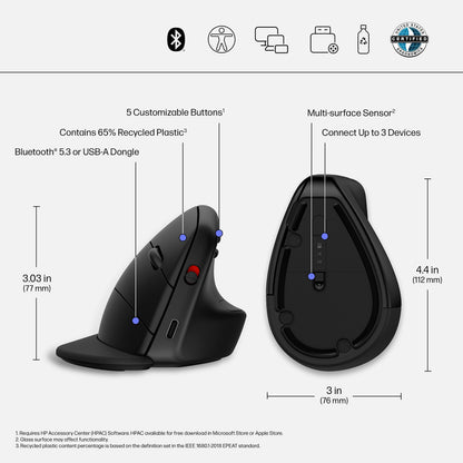 HP Wireless Silent 280M Mouse - Ergonomic Right-Handed Design, 18 Month Battery Life, and 2.4GHz Reliable Connection - Works for Computers and Laptops - Far Quieter Clicks than Most Mice,Black