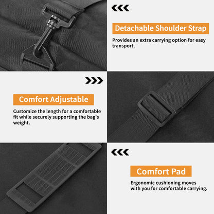 Dokon Garden Furniture Cushion Storage Bag Waterproof Christmas Tree Storage Bag Anti-UV Heavy Duty Oxford Fabric Outdoor Cushion Bags with Durable Handle and Zipper (175x55x75cm) - Black