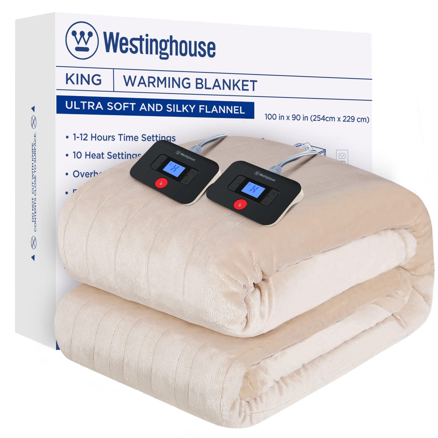 Westinghouse Electric Blanket Heated Throw, Super Cozy Soft Flannel 50"" x 60"" Heated Throw with 6 Fast Heating Levels & 2-10 Auto-Off, Machine Washable, ETL&FCC Certification, Navy Blue