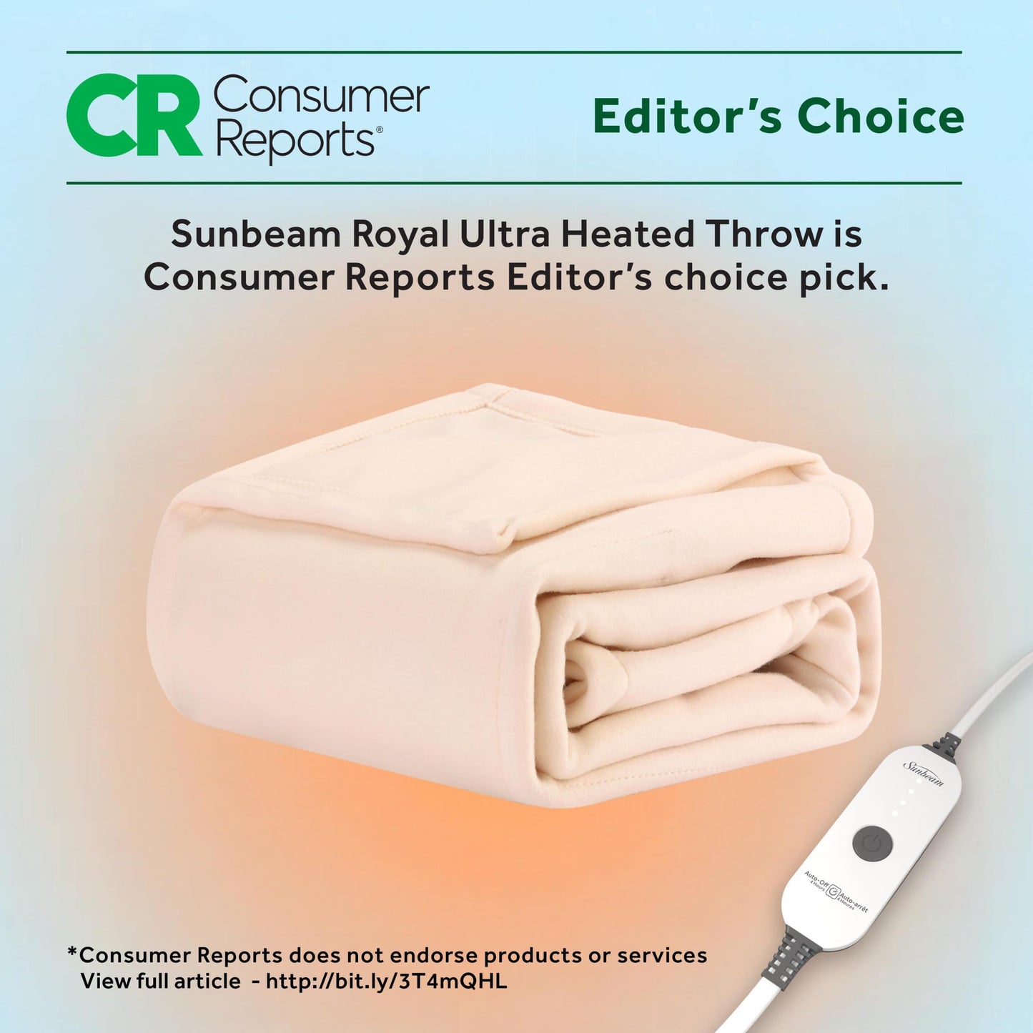 Sunbeam Royal Ultra Fleece Heated Electric Blanket King Size, 90" x 100", 12 Heat Settings, 12-Hour Auto Shut-Off, Machine Washable, Pebble Beige