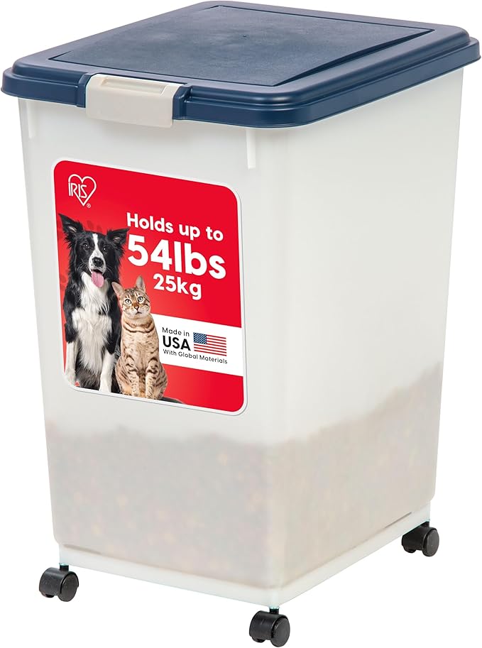 IRIS USA Dog Food Storage Container, Attachable Wheels,