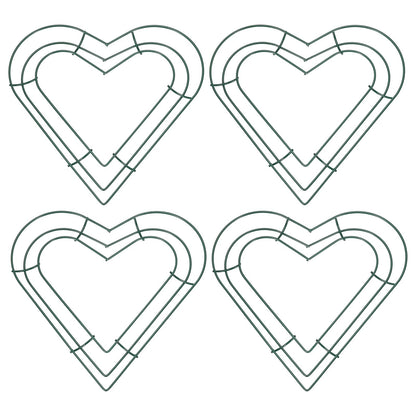 PATIKIL 8 Inch Christmas Wire Wreath Frame, 4 Pcs Metal Heart Shape Dream Catcher Rings Macrame Wreath Floral Hoop for Home Car DIY Craft Wedding Wall Hanging Decorations, Green