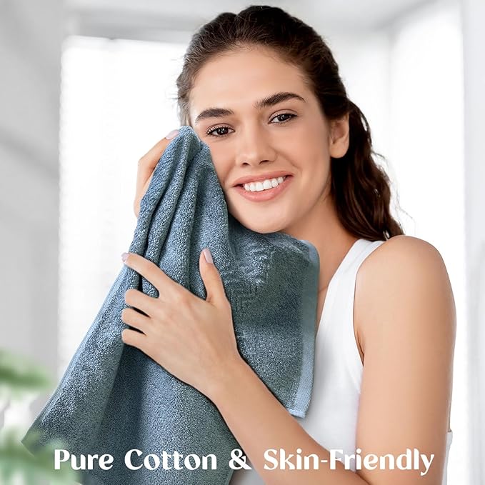 Cleanbear Hand Towel for Bathroom, 100% Cotton, Quick Dry & Lightweight Hand