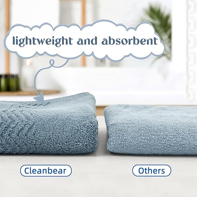 Cleanbear Hand Towel for Bathroom, 100% Cotton, Quick Dry & Lightweight Hand