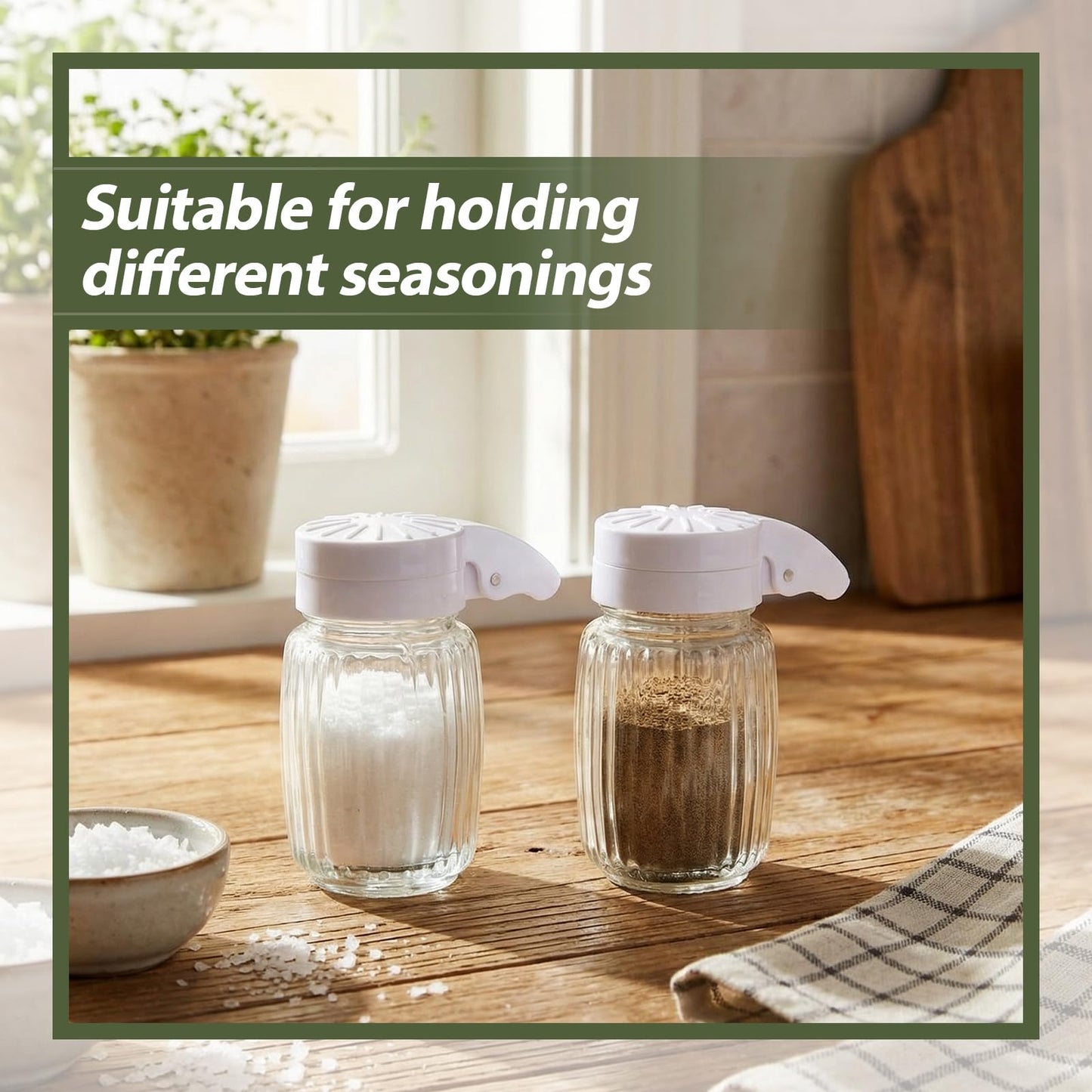 Domensi 4 Pcs Mini Salt and Pepper Shakers, Small Tiny Salt Spice Shakers, Individual Travel Size Seasoning Jars for Kitchen, Restaurant, Camping, BBQ, Picnic, Home(2oz Water Ripple,Glass)