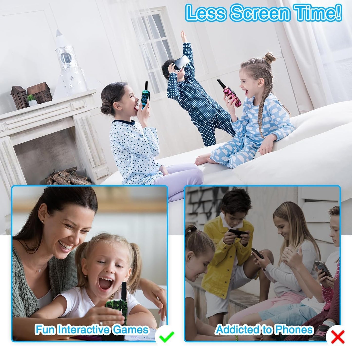 Walkie Talkies for Kids Toys for Boys Girls 4-6, 3 Miles Range Walkie Talkie to Camping, Outdoor 4 Year Old Girl Birthday Gifts for 3 4 5 6 7 Year Old Boy Girl Gifts Age 6-8 (Blue&Pink&Yellow)