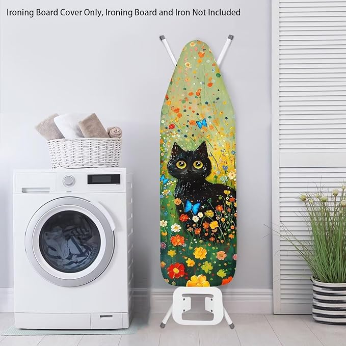 Sprowallow Black Cat Daisy Ironing Board Covers 15 x 54 inch Drawstring