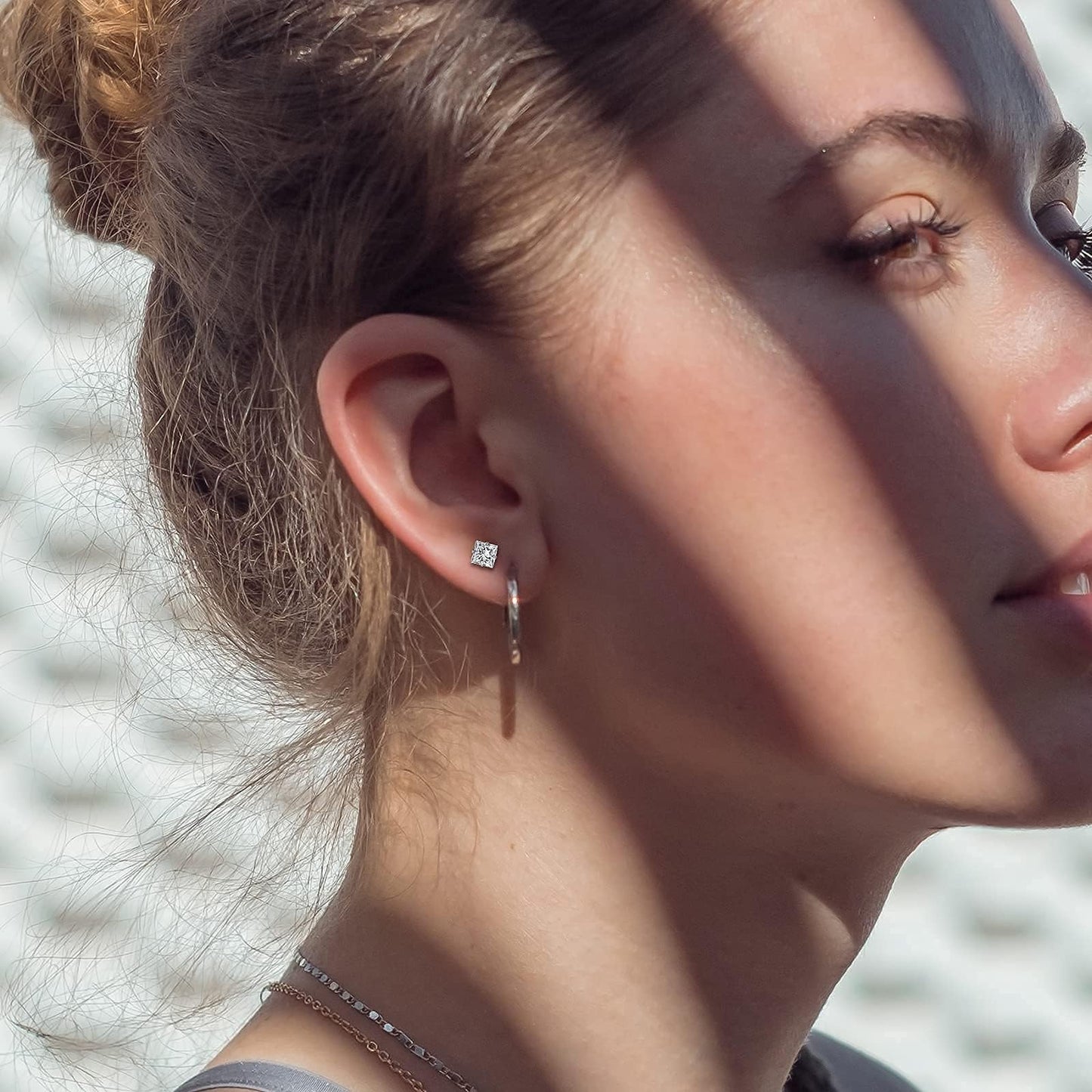 Limerencia G23 Pure Titanium Earrings F136 Implant Grade Titanium Studs 20G Hypoallergenic Round Cubic Zirconia/Princess-Cut/Square/Ball Earrings for Women Men Sensitive Ears(5mm Square CZ)