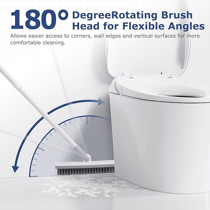 Grout Brush with Long Handle, Floor Cleaning Scrubber with Stiff Bristles
