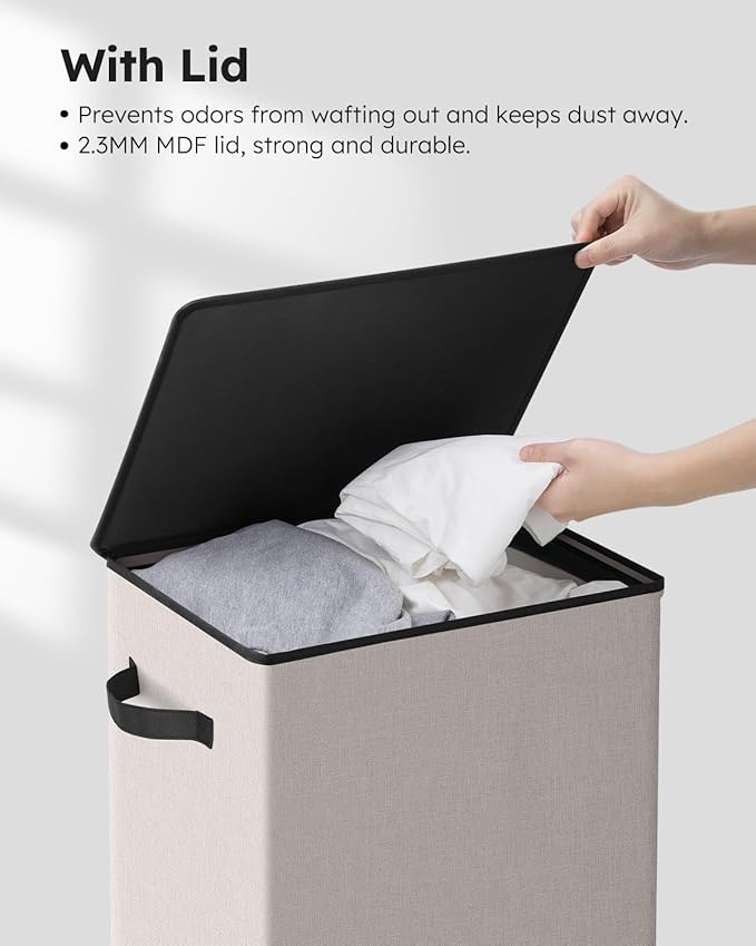SOLEDI Laundry Hamper with Lid 100L Large & Tall Collapsible Laundry Basket