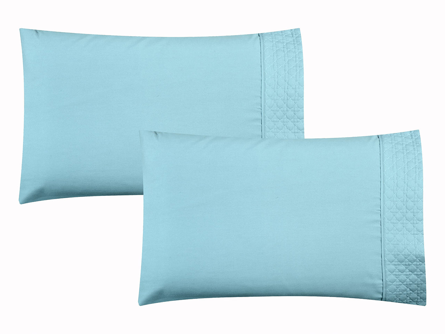 Elegant Comfort Luxury Soft Coziest 4-Piece Bed Sheet Set 1500 Thread Count Egyptian Quality Microfiber Wrinkle Resistant Beautiful Quilted Design on Flat Sheet and Pillowcases, King, Aqua