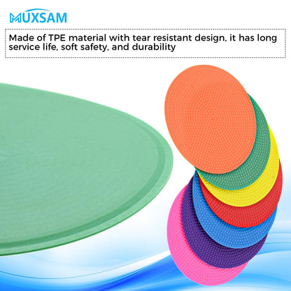 MUXSAM 14Pcs Spot Markers for Agility Dot Gym PE Training Dance, 10cm/4in Flat Disc Markers, Soccer Cones, Field Court Markers, Football Training Equipment with Bag for Games Floor Dots Sport