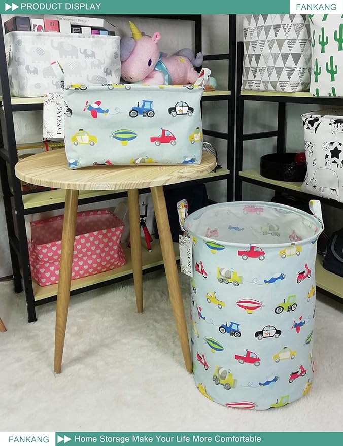 FANKANG Storage Basket, Nursery Hamper Canvas Laundry Basket Foldable