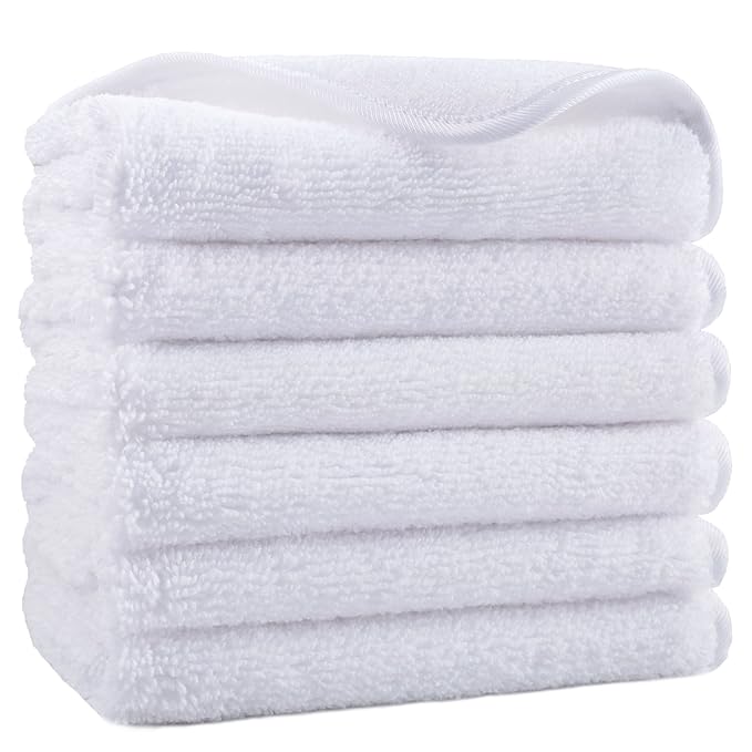 POLYTE Premium Lint Free Microfiber Washcloth Face Towel, 13 x 13 in