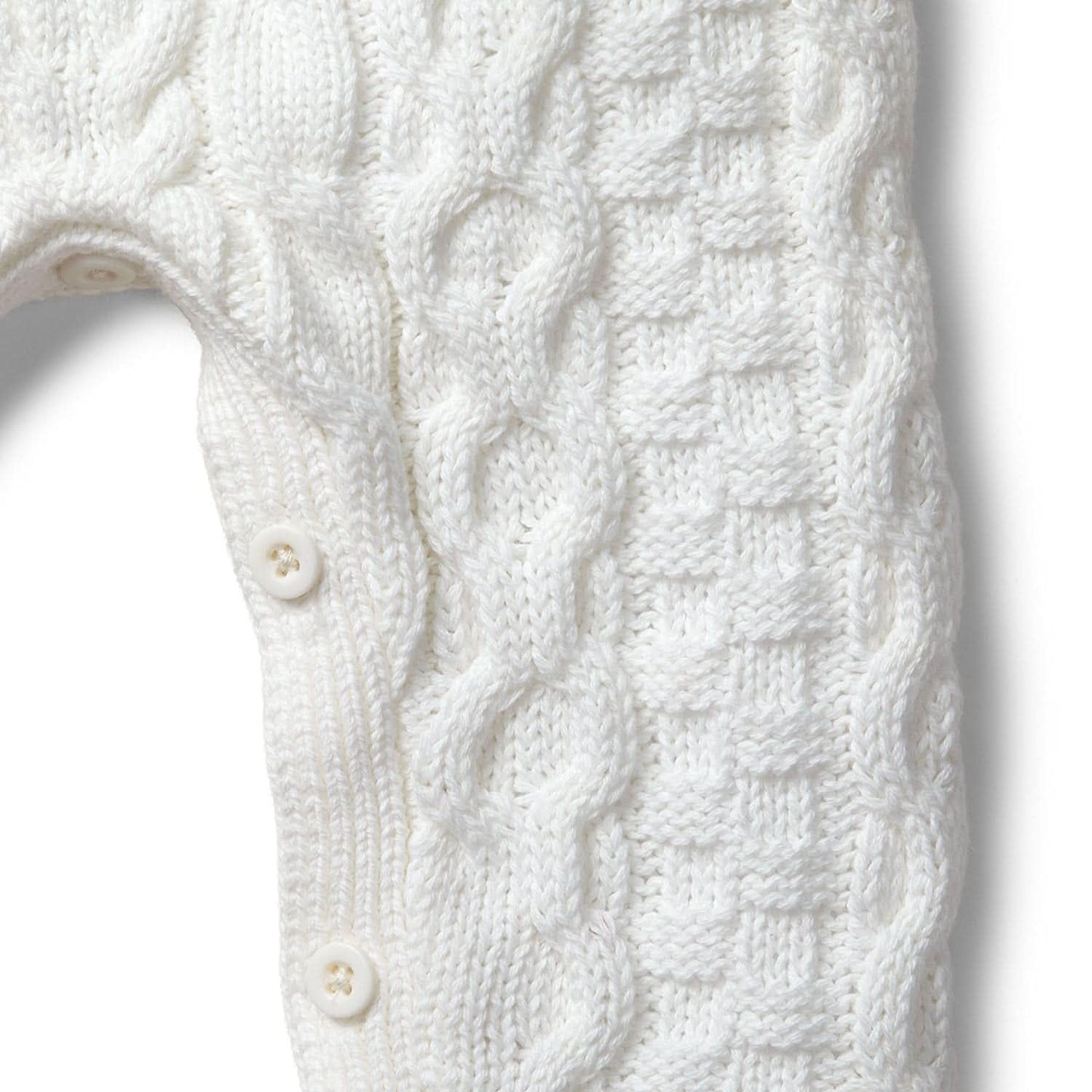 Hope & Henry Baby Organic Cable Knit Sweater Romper, 0-3 Months, Soft White