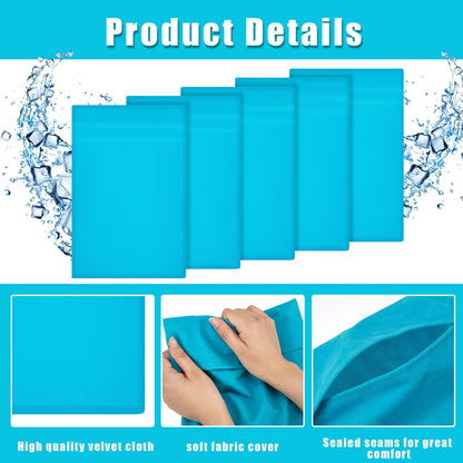 Paterr 5 Pcs Soft Flannel Cold Pack Sleeves Reusable Washable Fabric Cover for Protective Hot Ice Cover, Cold Pack Not Included, Blue(6"x9")
