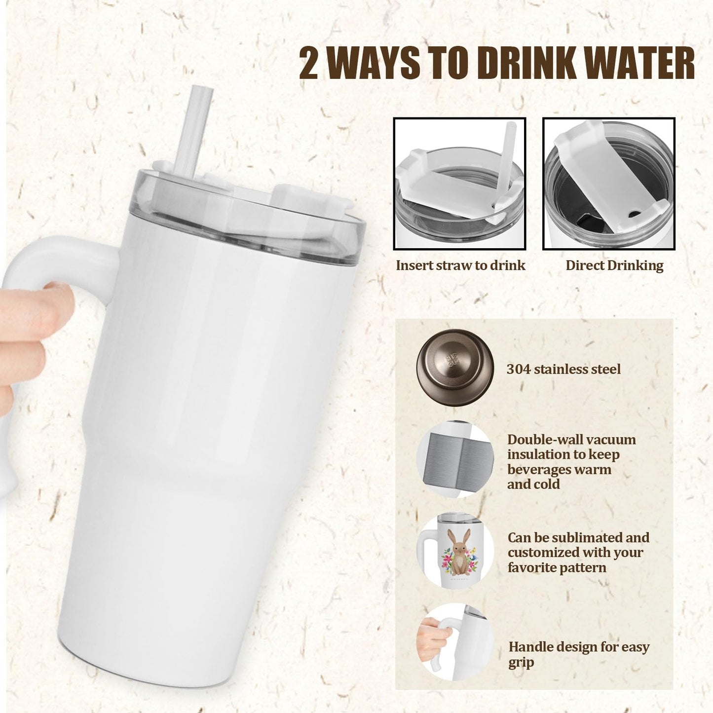 ZREGGUR 20 oz Sublimation Tumbler with Handle 25pcs, Keep Cold 24 Hours Stainless Steel Tumbler with Lid and Straw &Brush Double Wall Vacuum Reusable Sports Water Bottle with Handle Travel Coffee Mug
