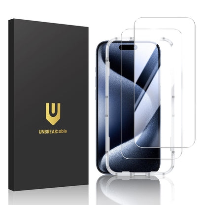 UNBREAKcable 2-Pack Screen Protector for iPhone 16e/13/13 Pro/14, Double Shatterproof Tempered Glass [Easy Installation] [9H Hardness] [99.99% HD] [Case Friendly] for Apple 13 Pro/13/14/16e 6.1 inch