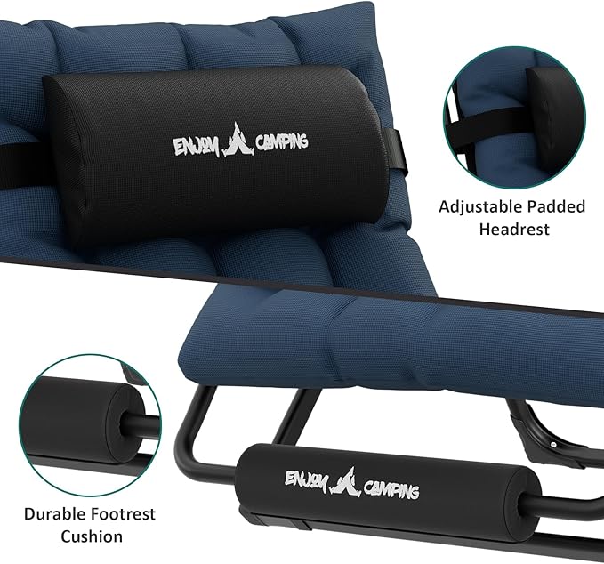 UDPATIO Oversized Zero Gravity Chair Set of 2, 29In XL Patio Reclining Chair with Cushion, Outdoor Folding Recliner with Pillows|Cup Holder|Foot Rest|Padded Headrest, Navy Blue, Support 500LB