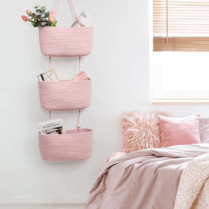 TeoKJ 3-Tier Wall hanging Storage Bags, Over the Door Organizer, Decorative