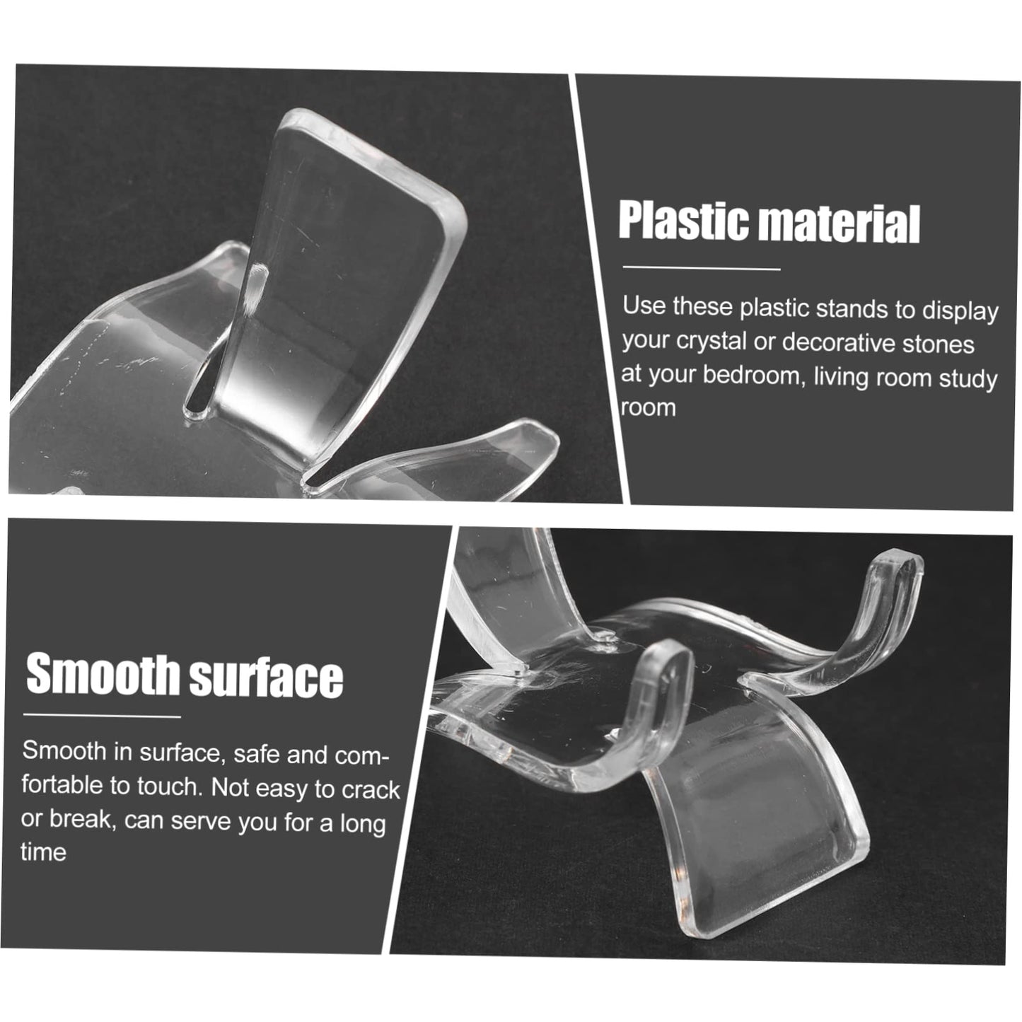 PRETYZOOM 20pcs Crystal Display Rack Plastic Showing Stand for Geodes Minerals Stones Rock Display Collection Shelves
