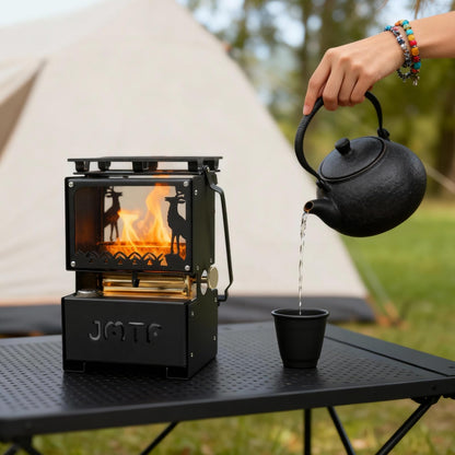 HAIGE Portable Oil Lantern & Stove: Outdoor Camping Fuel Lamp for Lighting, Cooking and Warming | Compact, Black