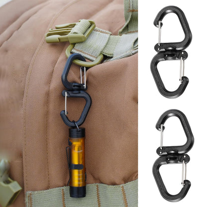 SquEqu 5 Pack Dual Locking Carabiner Clips with Double-Ended Wiregate Utility Hook Lightweight Swivel Snap Clasps Keychain Clip for Camping Hiking Backpack Backpacking Belt Loop Key Chain Flashlight