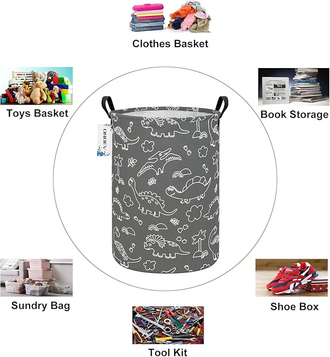 Round Dinosaur Waterproof Laundry Hampers Gift Basket Children's Toy Organizer