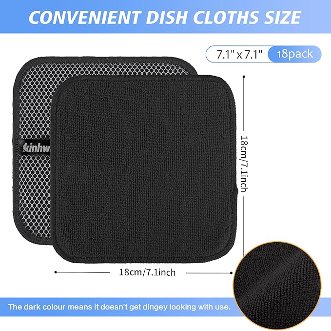 KinHwa Kitchen Washcloths for Dishes Absorbent Microfiber Dish Cloths Quick Dry