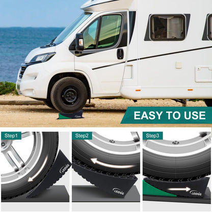 LEIDGG 2Packs RV Leveling Blocks System Kit Camper Leveling Blocks for RVS Trailer with Carrying Bag, Anti-Slip Mats, T Bubble Level Up to 35000 LBS