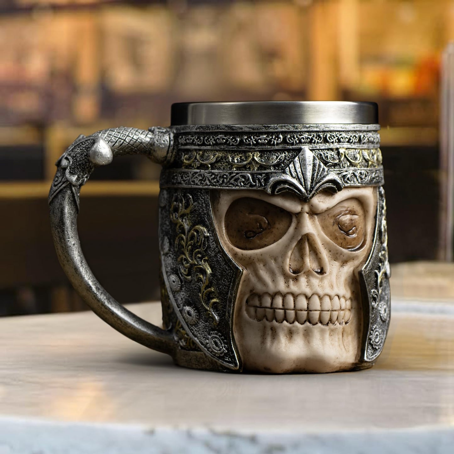 CHICVITA Viking Stainless Steel Skull Coffee Mug Viking Skull Beer Mugs Gift for Men Father's Day Gifts
