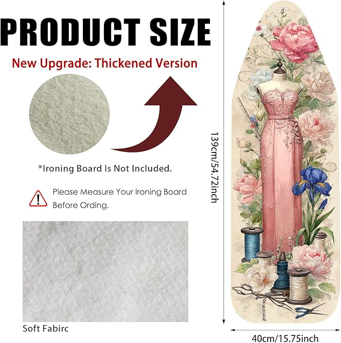 Nuxovilar Ironing Board Cover Needle Cotton 15x54 Inches | Ironing Board Cover