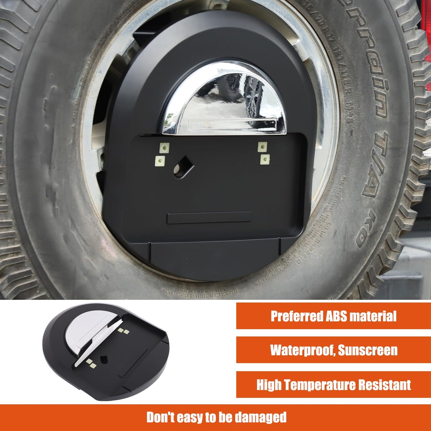 Spare Tire License Plate Frame for Hummer H2 2003-2009 Accessories, Back Spare Wheel Stowage Cover Tag Holder, Rear License Plate Mount Bracket Replacement OEM: 25782333 (Matt Black+Silver)