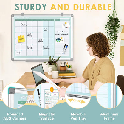 MAKELLO Magnetic Whiteboard Calendar Monthly Planner for Wall, Office, Classroom, Kitchen and Bedroom, 60x45cm