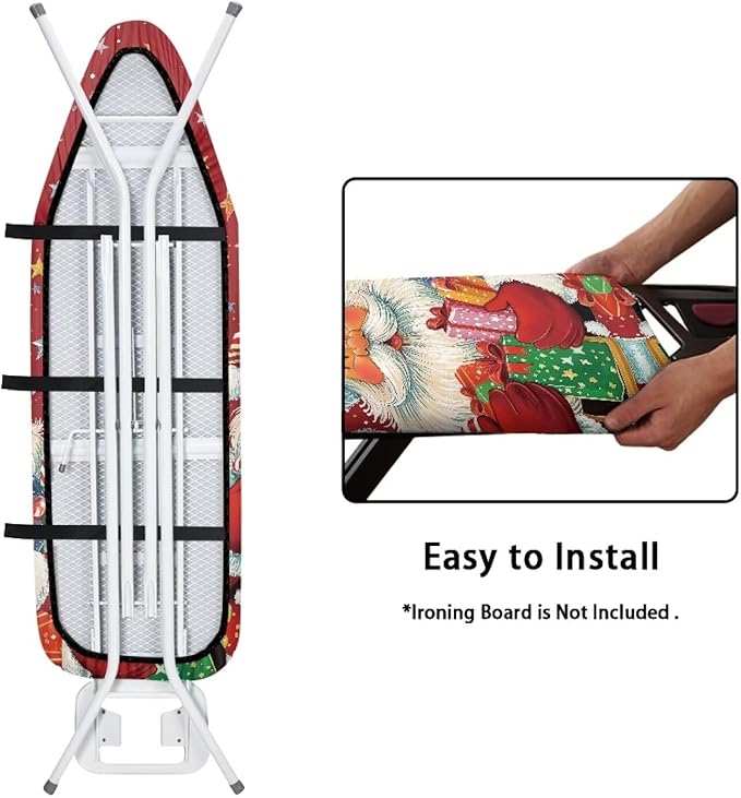 ZDCUSTOM 13"x52" Ironing Board Cover, Santa Claus Merry Christmas Decorative