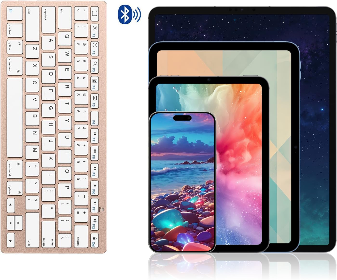 OMOTON Bluetooth Keyboard Compatible with iPad 10th Generation, iPad 10.2 (9th/8th/7th), iPad Pro 13/12.9/11 inch, iPad Air/Mini and More iOS Devices, White