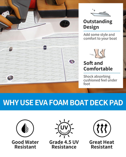 OCEANBROAD Self-Adhesive 96''x47'' Boat Flooring Non-Slip Diamond Pattern EVA Foam Marine Grip Sheet for Jon Boats Surfboard SUP Kayak Yacht, Cool Gray